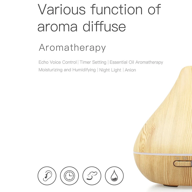 HOT！-Wi-Fi Smart Air Humidifier Aromatherapy Aroma Diffuser 300Ml Electric Diffuser Air Purifier Work with Alexa Eu Plug