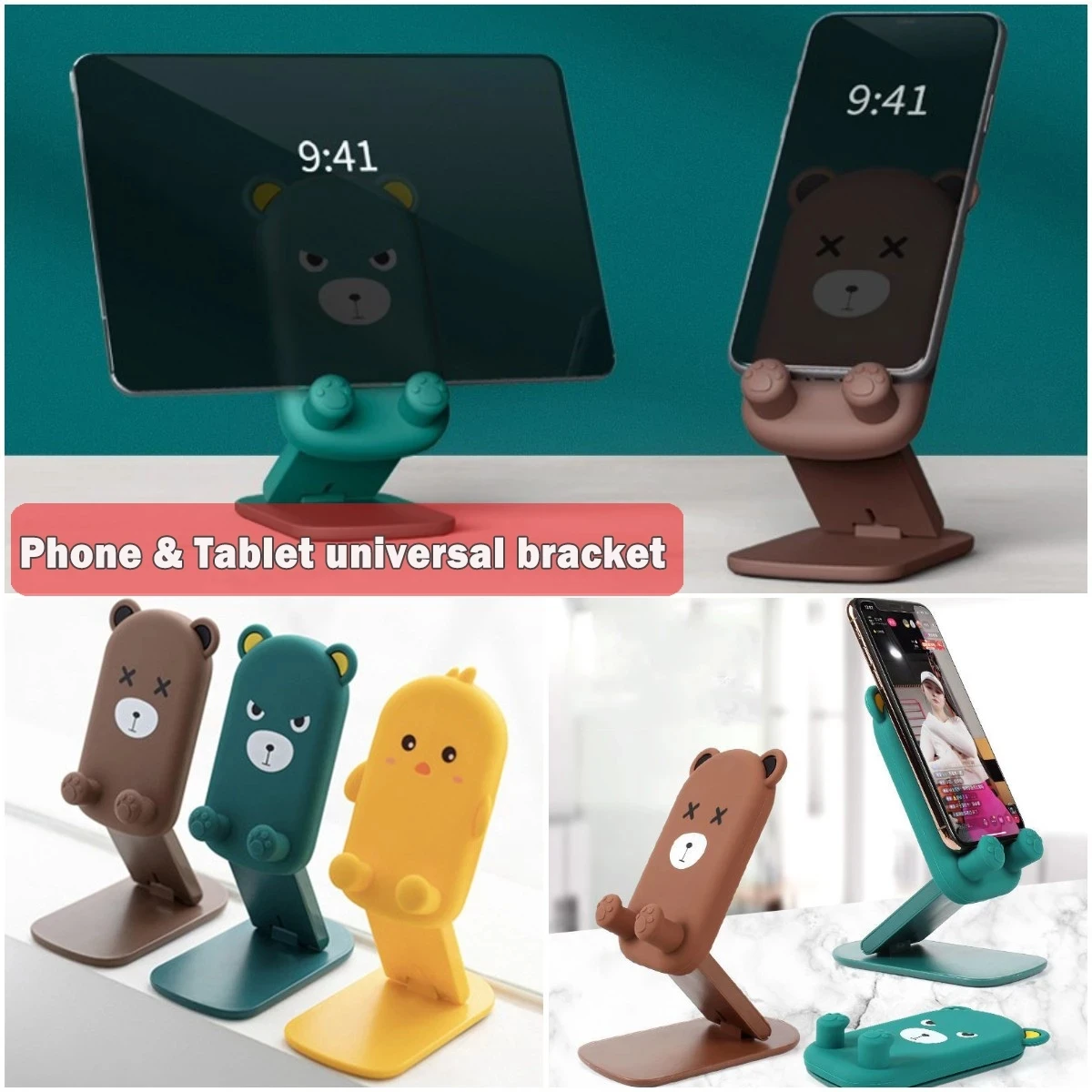Cute Cartoon Holder Foldable Portable Cell Phone Stand Tablet - Main Image