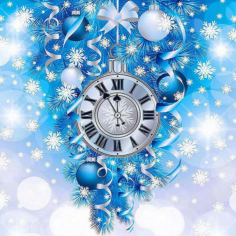 5D DIY Square/Round Diamond Painting Ross Stitch Christmas Clock Circular Embroidery Needle Thread Rhinestone | Дом и сад