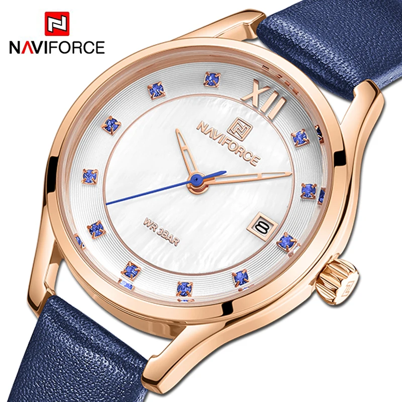 Часы NAVIFORCE женские модные кварцевые стразы водонепроницаемые повседневные