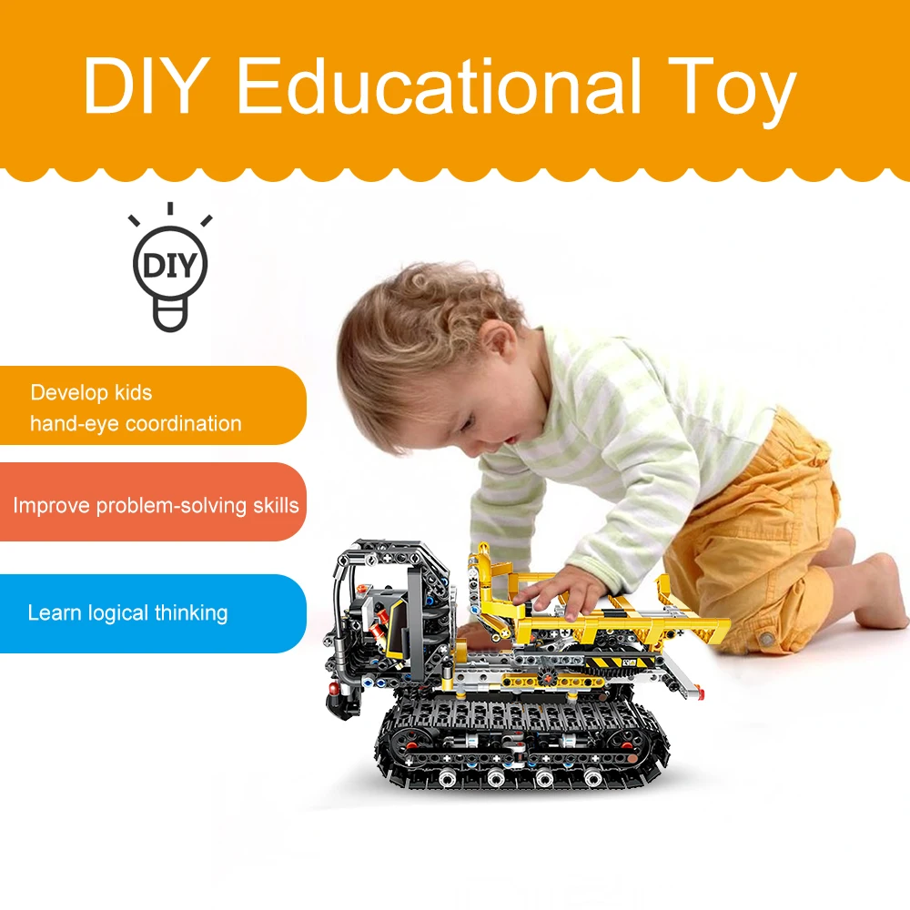 13035 774PCS Engineering City Glory App Remote Control RC Construction Brigade Truck Car Building Blocks Bricks Toy Gift For Kid