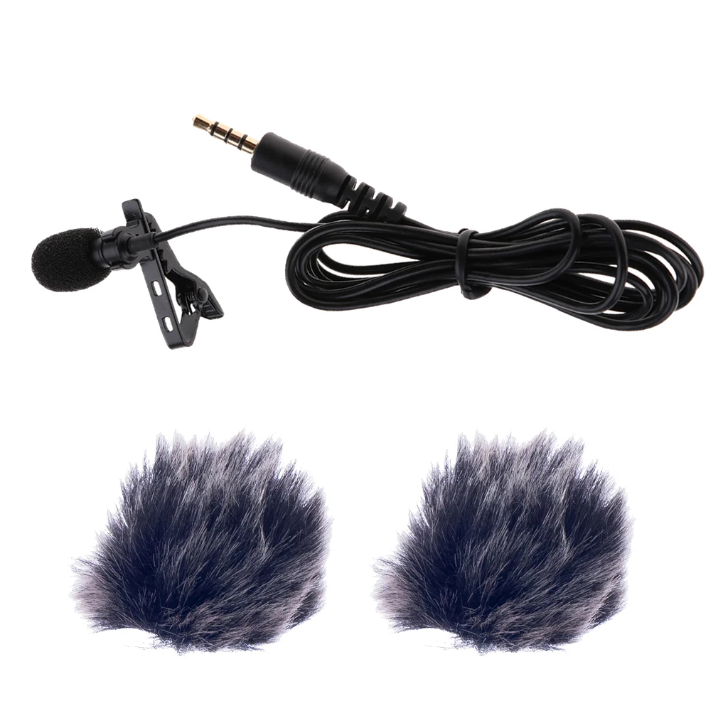 Portable Mini Microphone Clip-on MIC w/ Fur Microphone Windmuff Recording Accessory