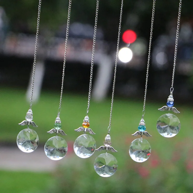 

6PCS/Lot Hanging Crystal Guardian Angel Suncatcher Prisms Pendant Window Ornaments Rainbow Maker for Home Wedding Decor