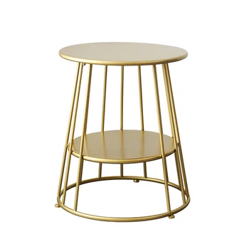 

Creative Round Bedside Table Living Room Side Table Bedroom Corner Desk High Quality Wrought Iron Gold Nordic Small Coffee Table