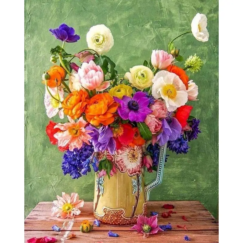 

GATYZTORY Frame Flowers Diy Painting By Numbers Canvas Colouring Handpainted Artwork Wall Decor 60Ã—75cm Gift