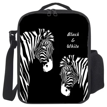 

Nordic Zebra Black White Animal Cooler Bag Students School Food Bag Boys Girls Lunch Bag Women Men Lunch Box Best Gift