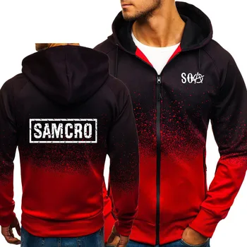 

SOA Sons of anarchy the child Sweatshirt SAMCRO Gradient Hoodies Men Streetwear Zipper Jacket Men Sportswear Fleece Male Hoody