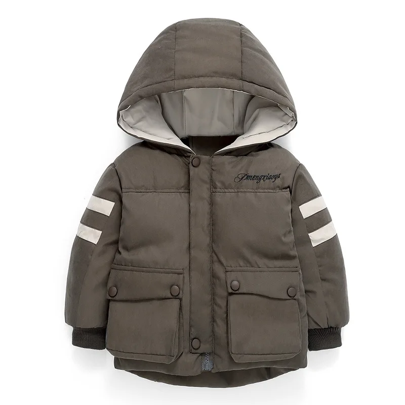 Коричневый Fashion Boys Winter Jacket Solid Colors Kids Snowsuits Winter Fashion Toddler Boy Girl Down Jacket Clothing Thanksgiving Gifts - Цвет: Коричневый