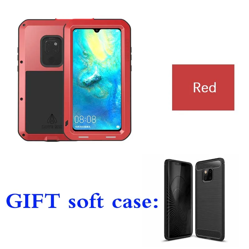 red case Алюминиевый металлический чехол LOVE MEI для mate 20 pro/mate 20, защитный противоударный водонепроницаемый чехол mate 20 Capa Fundas - Цвет: red case
