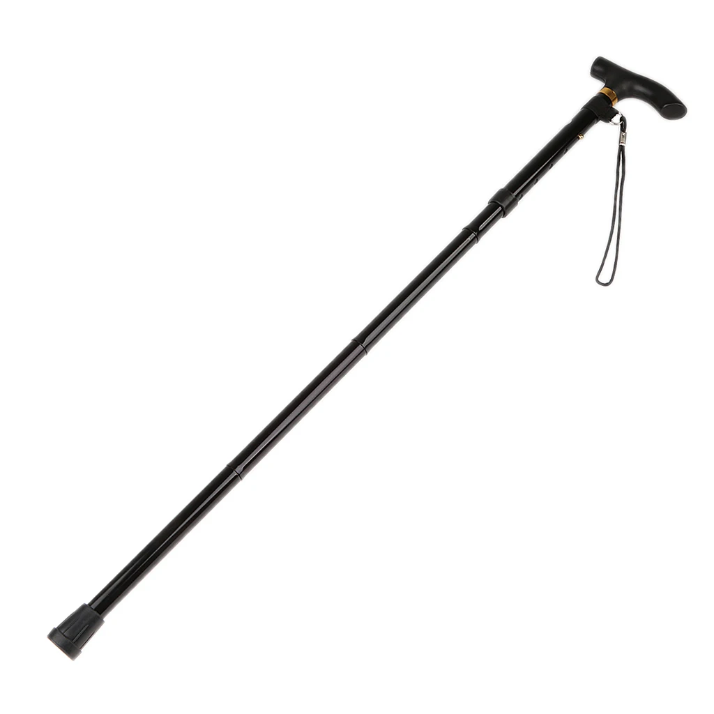 Telescopic Walking Stick Collapsible Trekking Hiking Stick Cane Poles - Color: Black