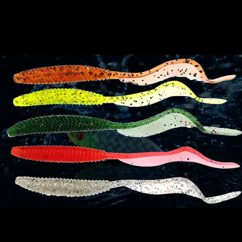 Вертушечная наживка 6 шт. приманки для рыбалки мягкие насекомые coilworms кальмар 10/15