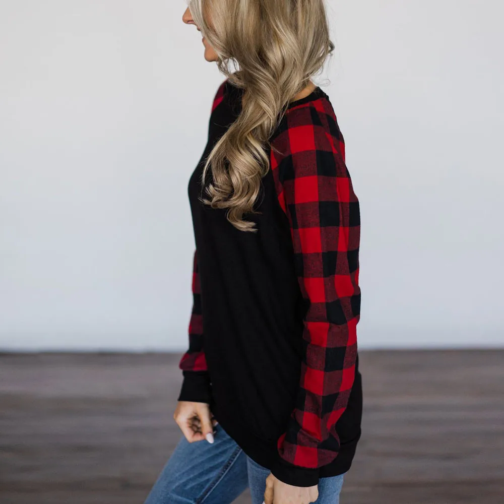 Женская блузка с круглым вырезом и длинным рукавом, пуловер, блузка, рубашка,, футболка