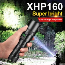 

XHP160 Powerful LED Flashlight 18650 Rechargeable LED Torch XHP90 Zoomable Tactical Flash Light High Power Waterproof Hand Lamp