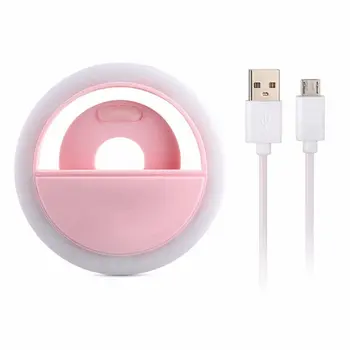 

Three Gears Usb Charging Mobile Phone Lens Led Circular Rechargeable Light Compensating Clip Selfie Light