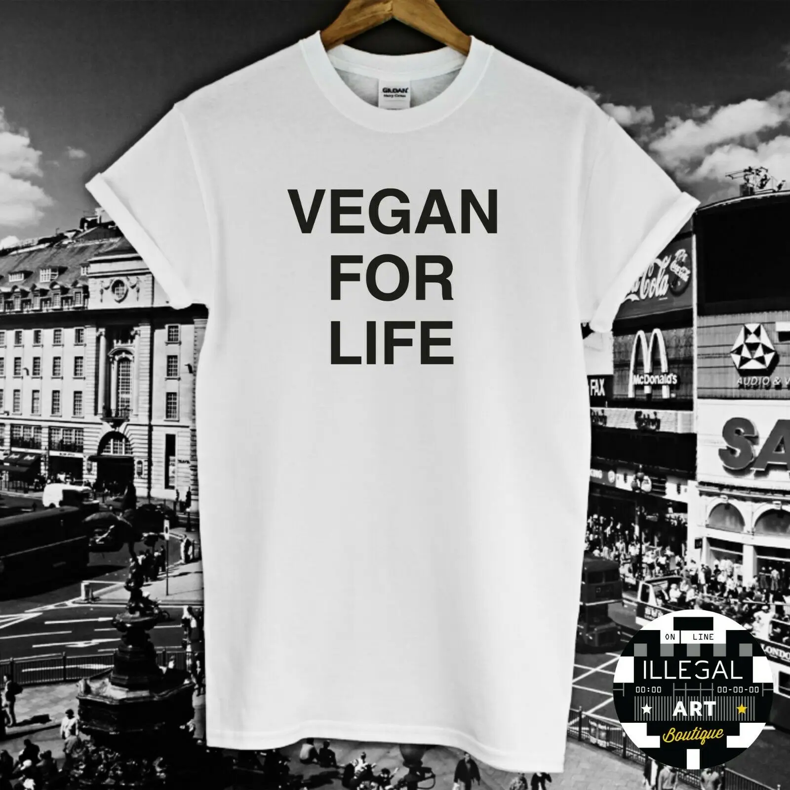 

MOBY TATTOO LOVE EAT FRUIT NOT FRIENDS T SHIRT ANIMAL RIGHTS STAY VEGAN TOP NEW