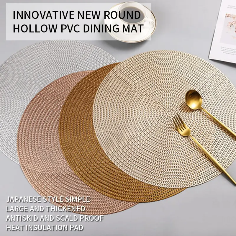 

38CM Round PVC Placemat Kitchen Dining Table Mats Steak Pad Anti-scalding Insulation Pads INS Nordic Hotel Restaurant Home Decor
