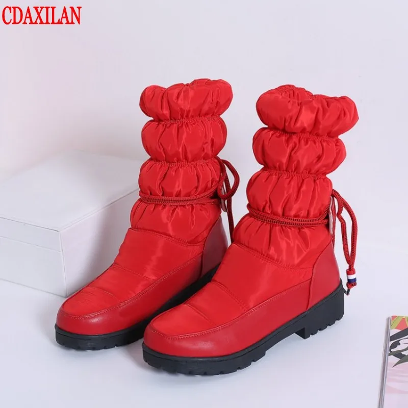 

CDAXILAN new arrivals women's boots down cloth warm legs snow bootsMid-heel Mid-Calf boots ladies winter plush boots