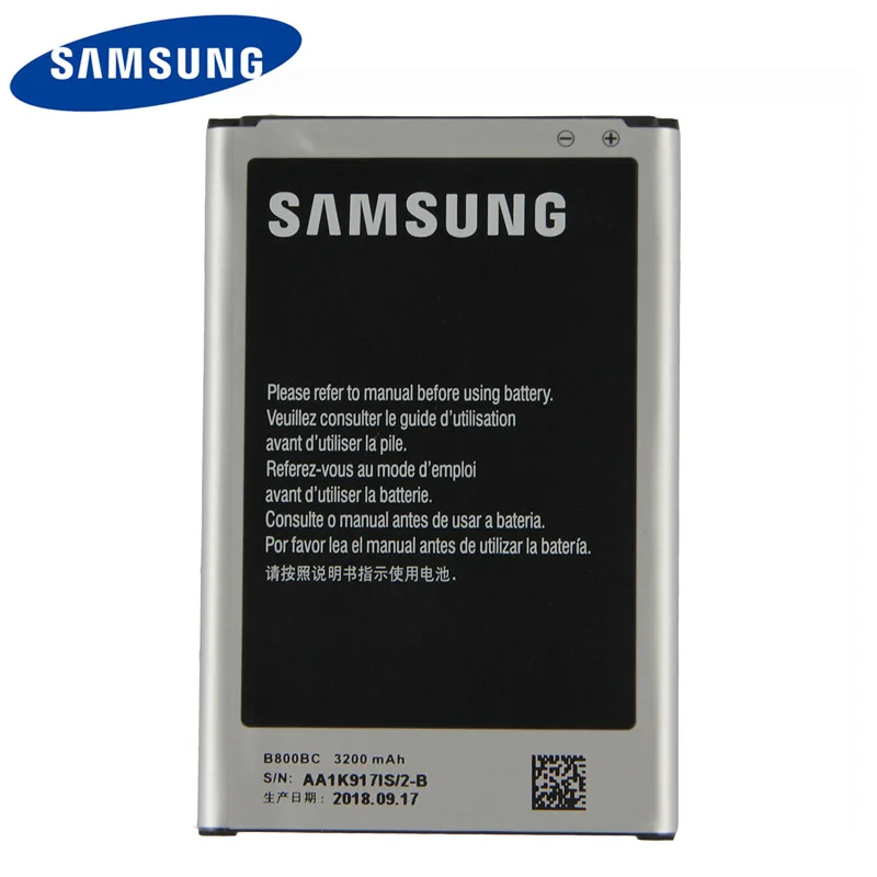 

Original Samsung B800BE Battery For Samsung GALAXY NOTE 3 Note3 N9006 N9005 N9008 N9002 N900 N9009 NFC 3200mAh Authe