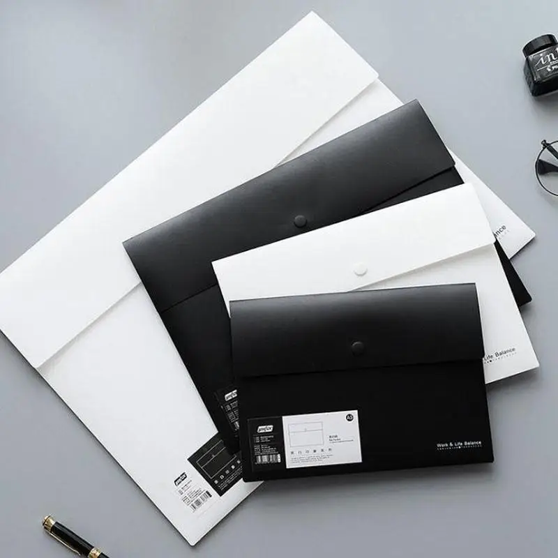 

1 Pcs Kawaii A3/ / / Black White Button Closure Papers Student Supply A5 B5 A4 File Bag Folder
