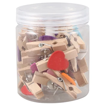 

Push Pins With Wooden Clips Heart Pushpins Tacks Thumbtacks For Cork Boards Artworks Notes Photos Craft Projects 20Pcs