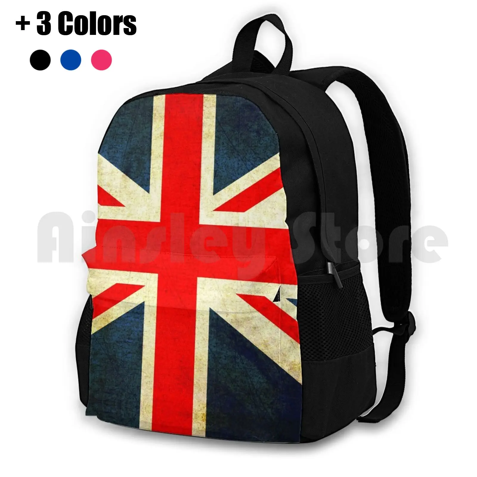 

Grunge Effect Union Jack Outdoor Hiking Backpack Waterproof Camping Travel Union Jack British Flag Uk England British Expat