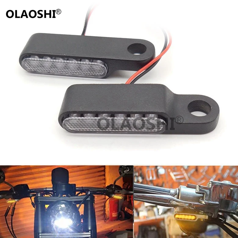 2PCS E24 Motorcycle Scooter Handlebar Amber Blinker Lamp mini