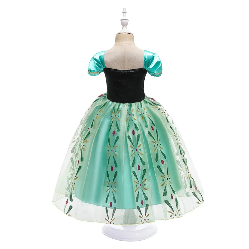 Girls Anna Elsa Elza Princess Dress Kids Costume with Wig Crown Children Snow Queen Halloween Birthday Party Cosplay Fancy Dress