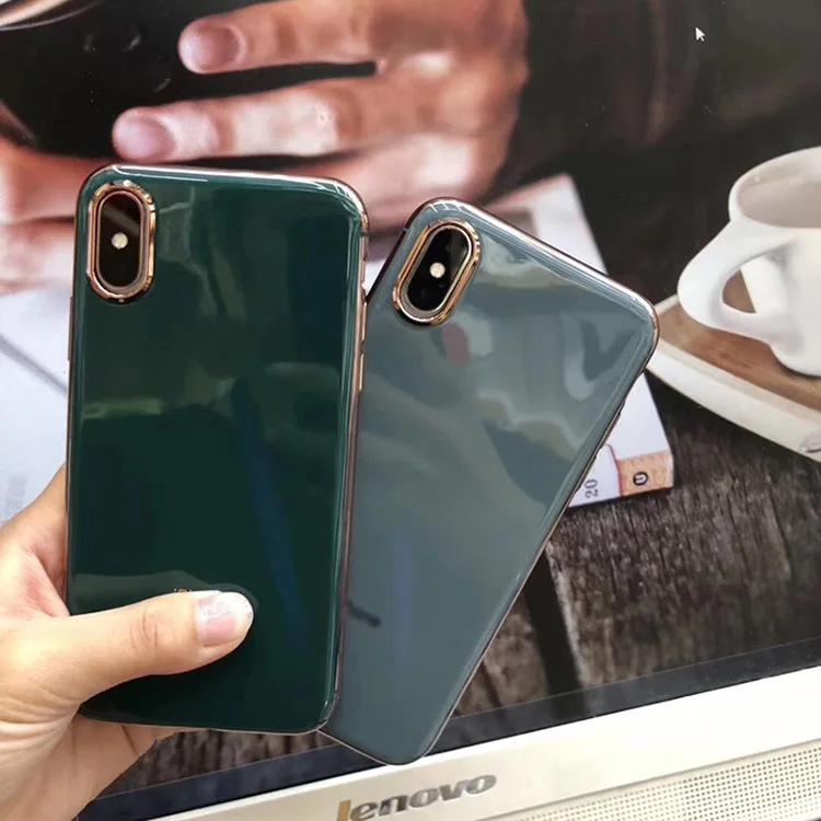 

glass For iPhone X XR XS 11 Pro Max 6 6S 7 8 Plus 7G 8G Phone Case Silicone Soft Tpu Electroplated Granny Grey Cover Coque