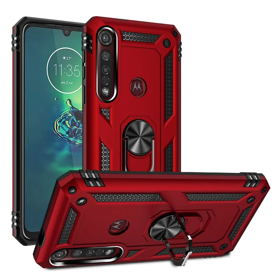 

Heavy Duty Rugged Cover Ring Bracket Magnetic Holder Shockproof Kickstand case for for Moto G8 PLUS/G8 Play/one macro