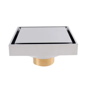 

Practical Floor Drain Square Shape Cover Waste Durable Brass Hair Grates Shower Insert Anti-odor Invisible Bathroom