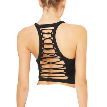 

Sexy Cross Strap Backless High-elastic Shockproof Yoga Top with Built in Bra Quick Dry Slim Gathering Long Sports Bra