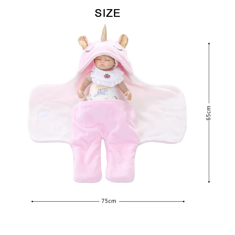 Baby Winter Double Flannel Unicorn Baby Swaddle Thickening Warm Baby Boy Girl Blanket Wrap Newborns Sleeping Bag Bedding Blanket