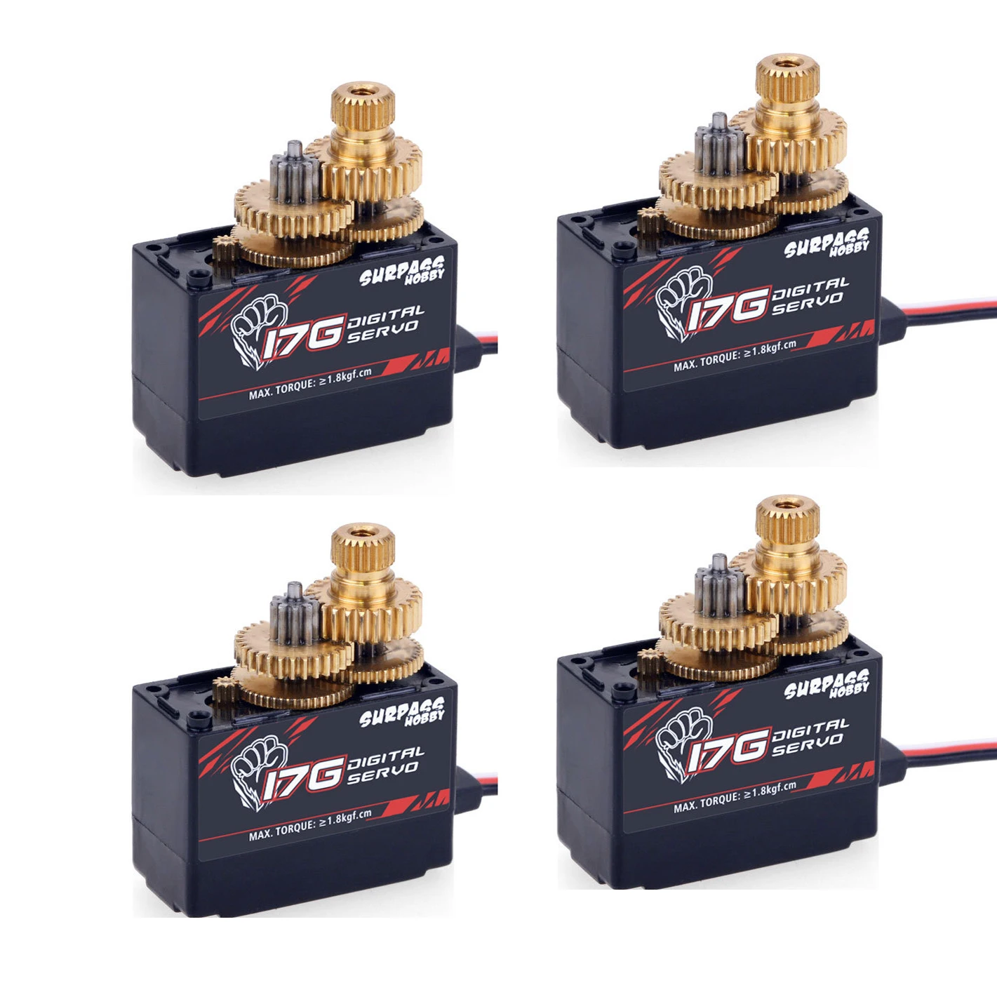 

SURPASS Hobby 4PCS 17g Micro Mini Servo S0017M Metal Gear for RC 1/18 1/16 Helicoper Airplane Truck Car Ship Boat Robot Fpv