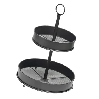 

1pc Iron Standing Double-layer Fruit Storage Rack Fruit Dish Fruit Basket for Food Cafe Kitchen