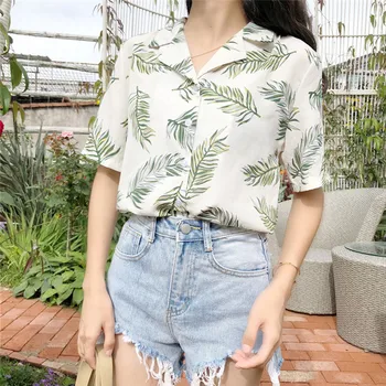 

Meihuida Summer Womens Casual Chiffon Blouses Hawaiian Bohe Fashion Floral Short Sleeve Shirts Ladies Loose Shirts Beach Wear