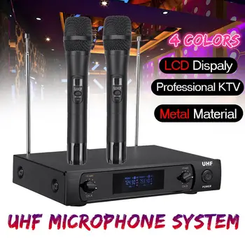 

Dual Handheld UHF Wireless Microphone System Professional Adjustable Cordless Mic for KTV Speech Karaoke Family Party