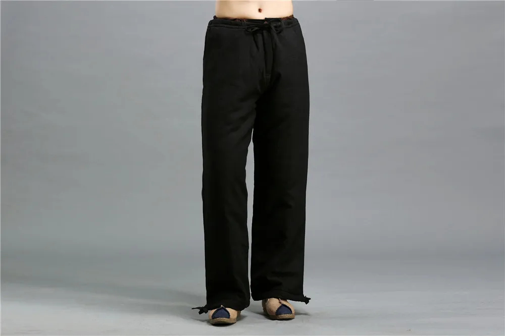 Ma Fan Autumn And Winter New Style Linen Casual Pants Elastic Drawstring Cotton-padded Trousers Ethnic-Style Men's Trousers