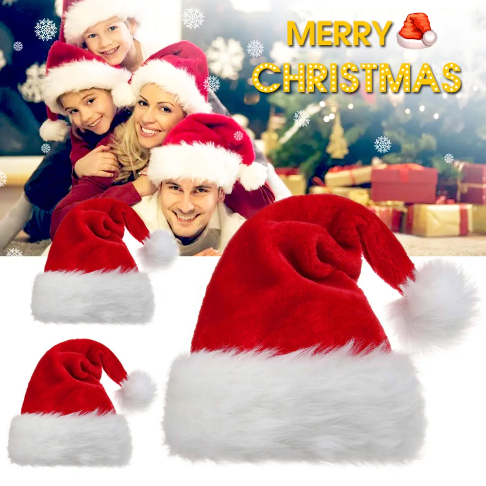Santa Claus Caps Hat with Plush Trim Comfortable for Christmas Party Costume FBS889 | Дом и сад