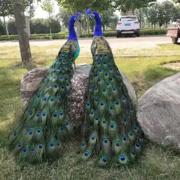 

very long 120cm lifellike one pair peacocks bird foam&feathers peacocks model,display, stage prop,garden Decoration gift w0041