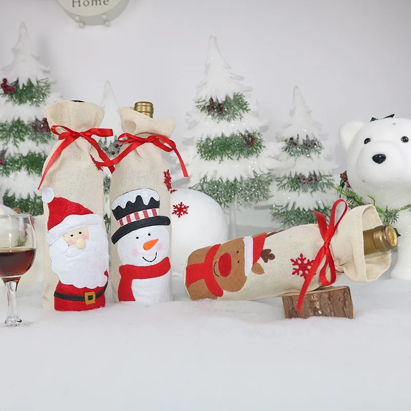 New Christmas Supplies Christmas Decorations Santa Claus Snowman Elk Wine Bottle Cover Christmas Home Decorations