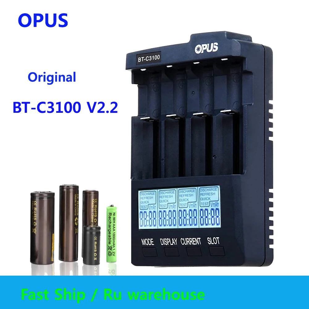Battery Charger Battery Charger Adapter Charger Adapter Original OPUS BT-C3100 V2.2 Digital 4 Slots LCD Battery Charger