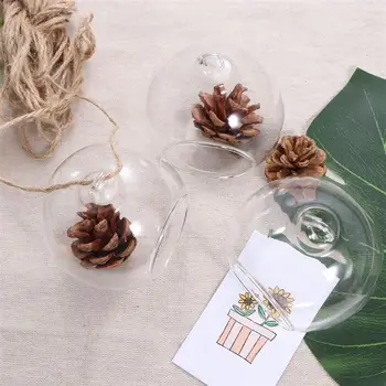 

6 Pcs 80mm Clear Hanging Glass Vases Flat Base Design Ball Shape Flower Plants Terrarium Vase Containers Landscape Home Decor