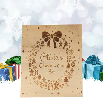 

Wooden Christmas Eve Box And Topper Xmas Tree Gift Memory Box Christmas gift storage box Jewelry cosmetic organizer