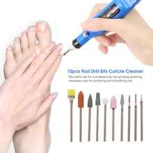 10Pcs Nail Drill Bits For Manicure Drill Pen Cuticle Cleaner Dust Drill Brush Rotary Polishing File Grinding Heads Nail Files