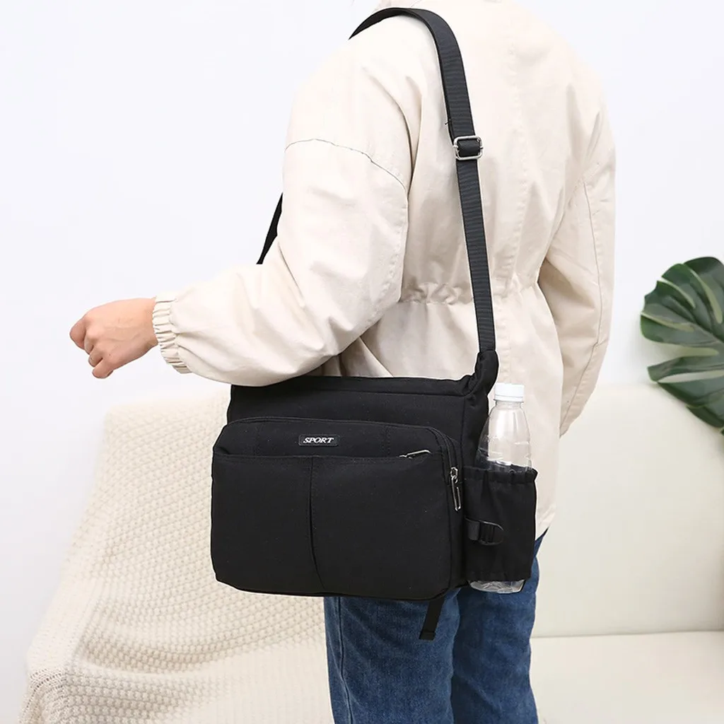 2020 Men Multifunctional Shoulder Messenger Bag with Headphone Hole Waterproof Nylon Travel Handbag Large Capacity Storage Bags | Багаж и