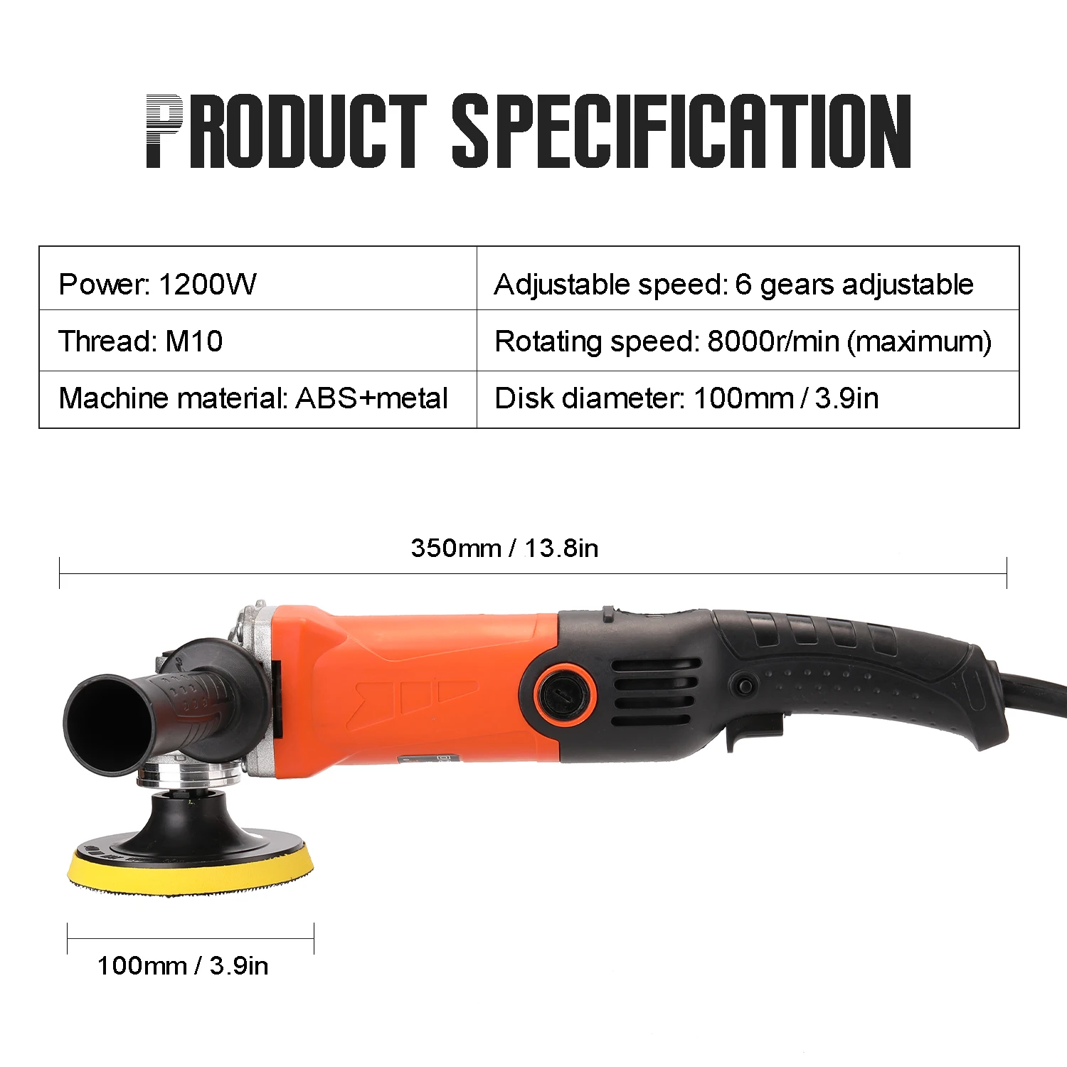 1200W 220V Adjustable Speed Car Electric Polisher Waxing Machine Automobile Furniture Polishing Tool Electric Polishing Machine 3