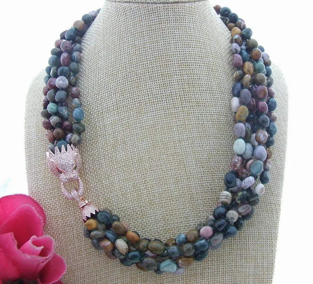 

6Strds Ocean J1asper Torsade Necklace