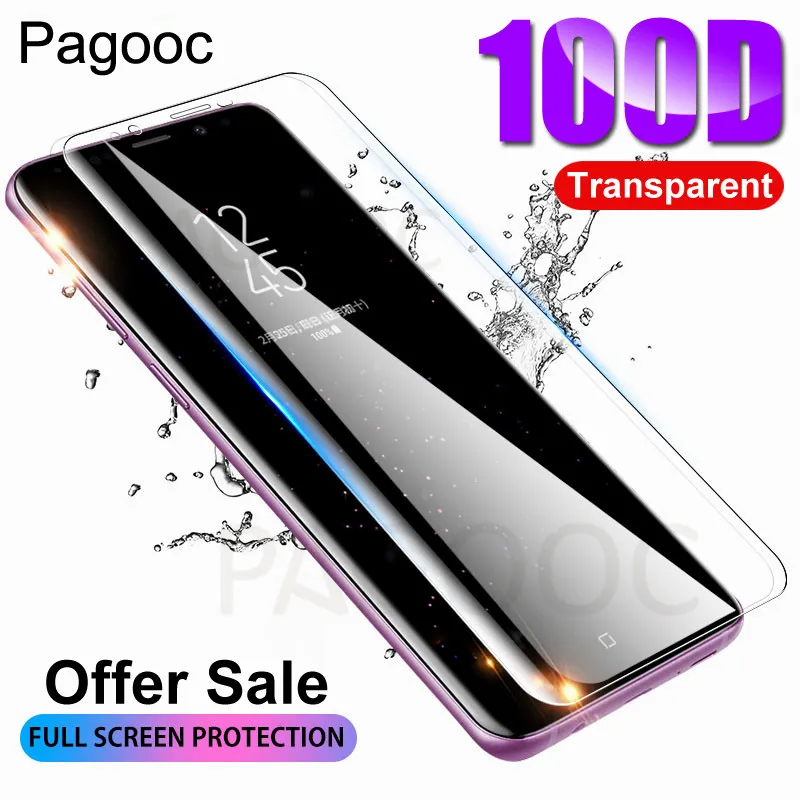 

100D Curved Edge Tempered Glass For Samsung Galaxy Note 9 8 S8 S9 S7 S6 Edge S8 S9 Plus Screen Protective Transparent Glass Film
