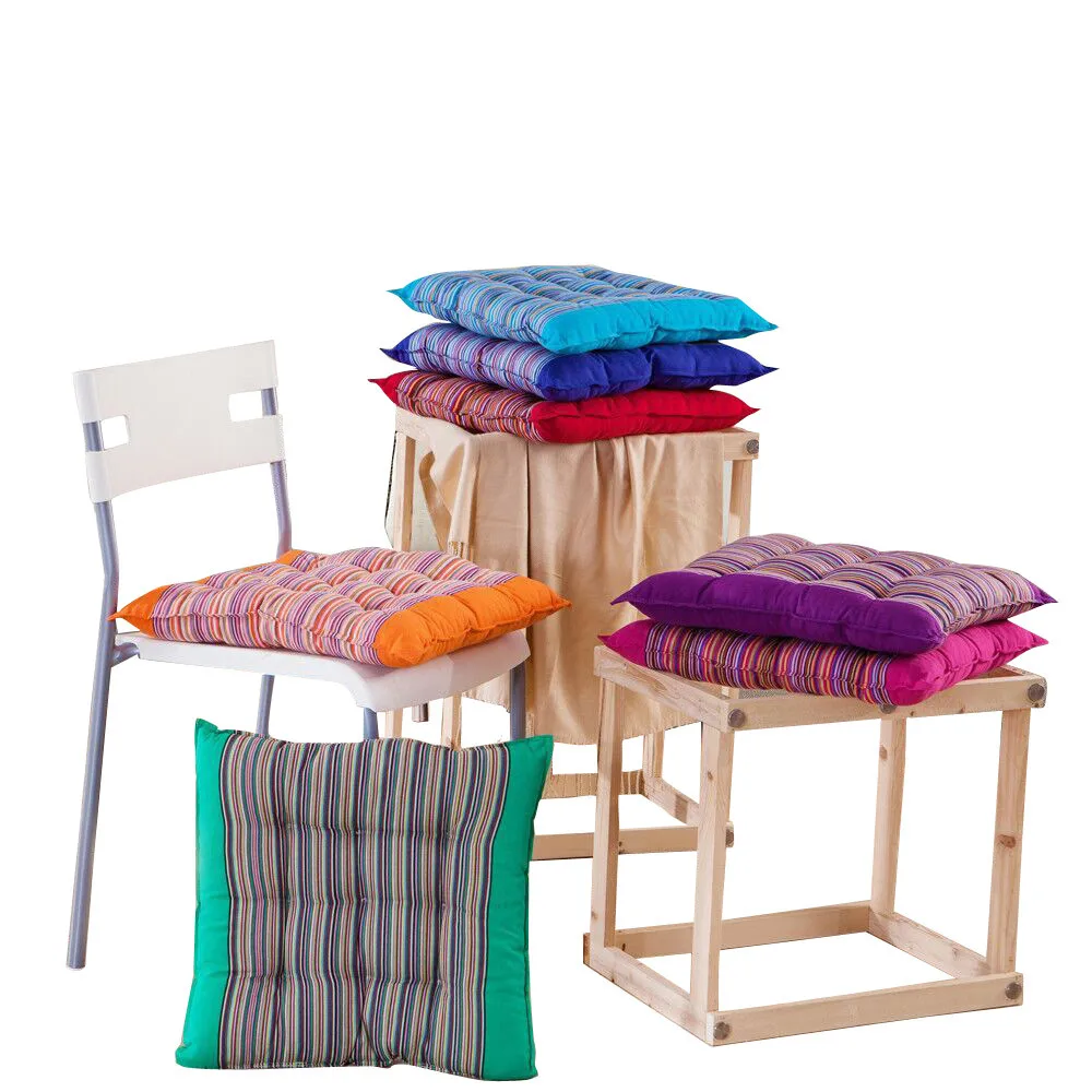 

Seat Cushion Thick Cotton And Linen Striped Chair Cushion Comfort Coarse Cloth Cotton Stripe Chic Pad Room Soft Chair Office #45
