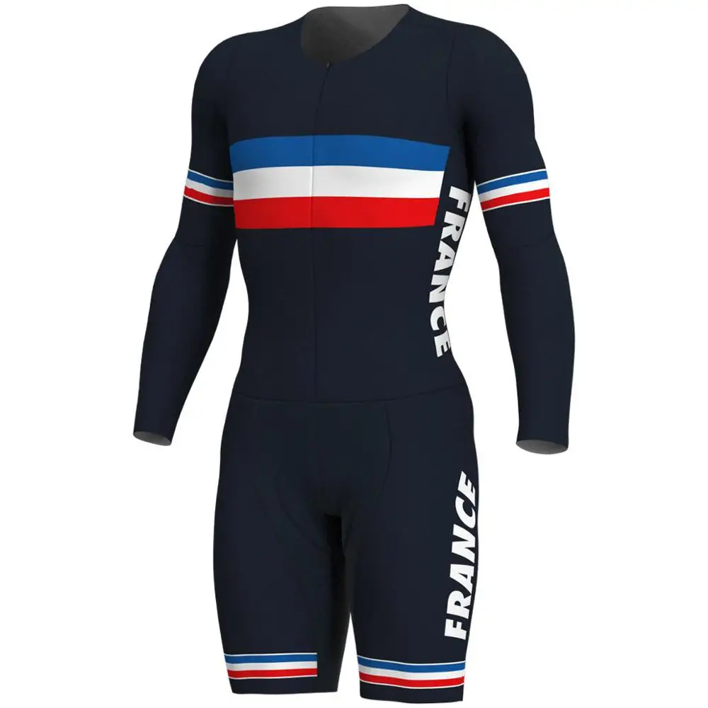 Синий Франс команда utumn для женщин велосипед skinsuit roupa de ciclismo speedsuit MTB с инициалами Спортивная одежда для улицы комбинезон - Цвет: Синий